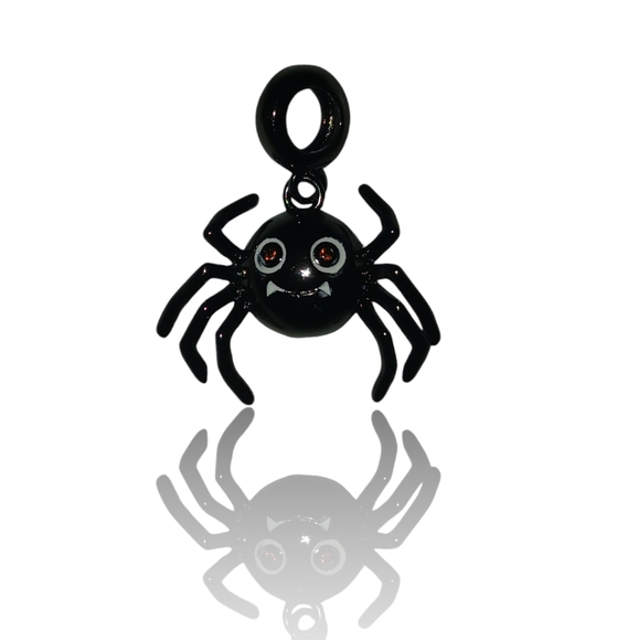 Pandora Jewelry - Cute Black Spider Orange Crystal Eyes Silver Charm Compatible with Pandora